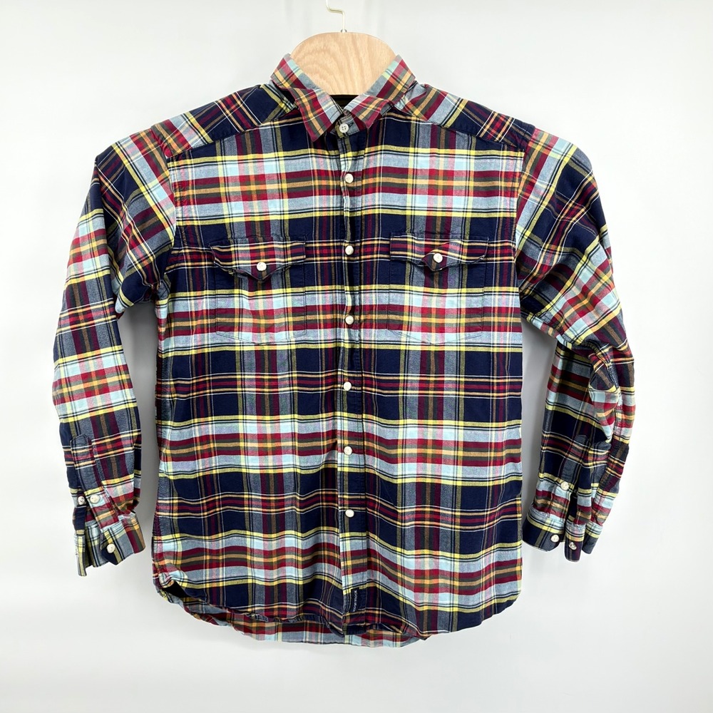 Rough Stock Panhandle Slim Button Down Womens Medium Multi Plaid Western Shirt